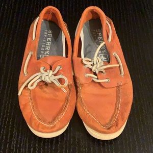 Sperry top siders boat shoes in orange